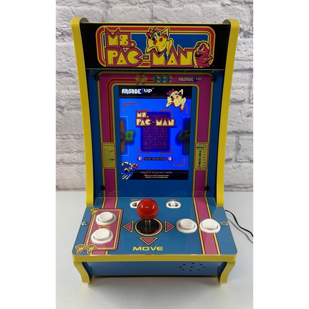 Arcade 1up 8261 Ms Pac-Man Tabletop Arcade 16"  4 Games In 1 Gal age Dig Dug EUC